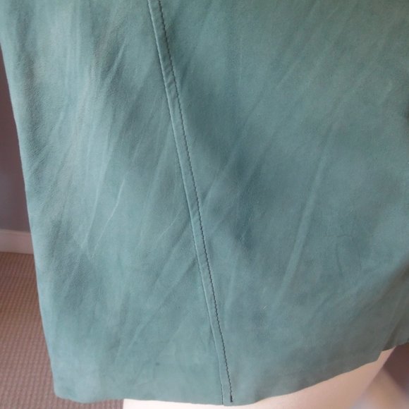 Muubaa Hi-Low Sinatra Drape Suede Turquoise Teal Top Relaxed Blouse 4 Small - Picture 10 of 11